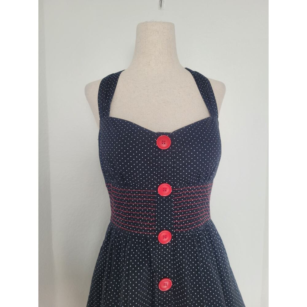 Y2k Ruby Rox Polka Dot Button Halter Mini Dress S… - image 3